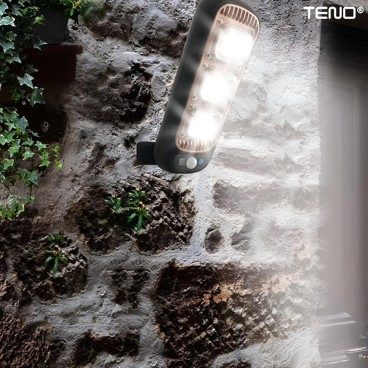 Lampa Solara Stradala 72 LED-uri Teno®, control prin telecomanda, senzor de miscare, 3 moduri de iluminare, protectie IP65, Waterproof, exterior, negru