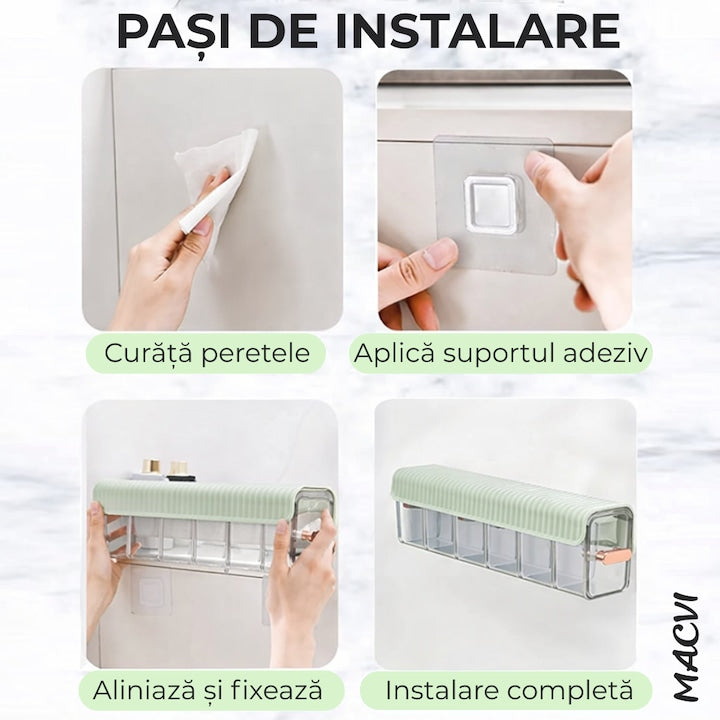 Cutie de Depozitare Macvi® Montata pe Perete cu 6 separatoare, organizator Spatios si Stilat pentru lenejerie, Accesorii si produse de bucatarie