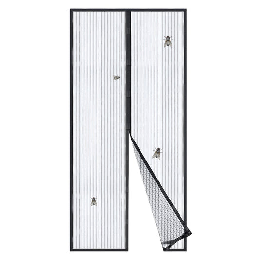 Plasa pentru Usa cu Inchidere Magnetica Teno®, anti-insecte, tanrari, muste, paianjeni, montare velcro, materiale calitative, rezistenta, 185x104 cm, negru