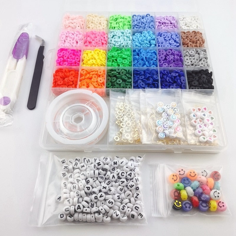 Set Margele din Lut Macvi® 6000 Piese 24 Culori pentru Bratari si Bijuterii DIY