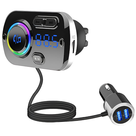 Modulator Auto FM Teno, Bluetooth 5.0, Functie Dubla Incarcare, Afisaj LED, Negru