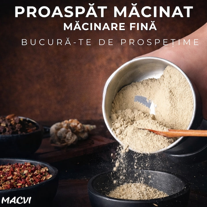 Rasnita Electrica de Cafea Macvi®, 180W, Cutite din Otel Inoxidabil, Capacitate 75 g, Macinare Rapida si Uniforma
