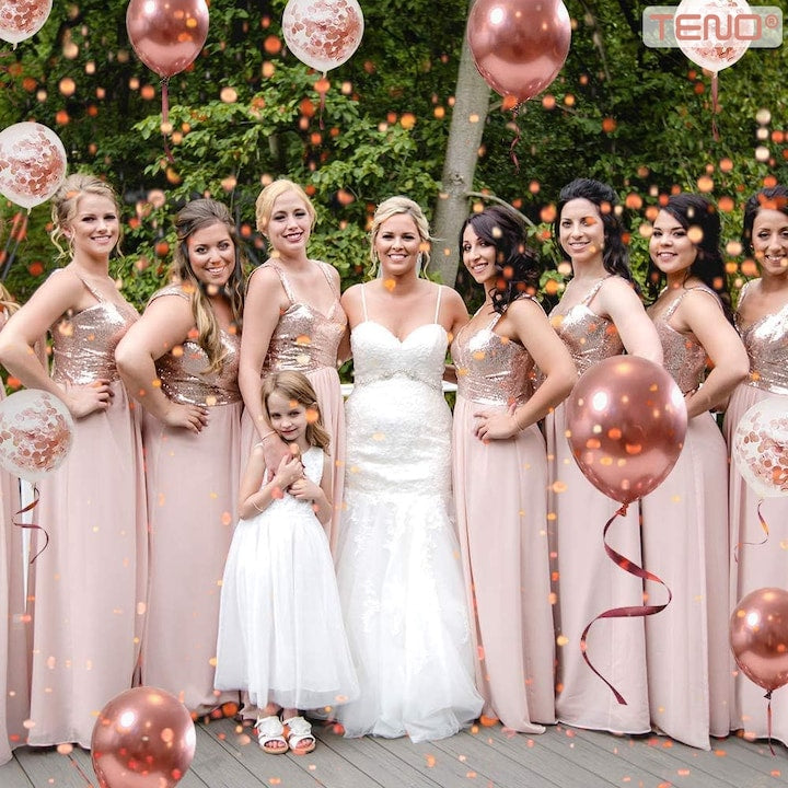 Set 10 Baloane Teno®, Confeti, pentru Petreceri/Aniversari/Evenimente, o singura dimensiune, 2 culori, latex, rose gold