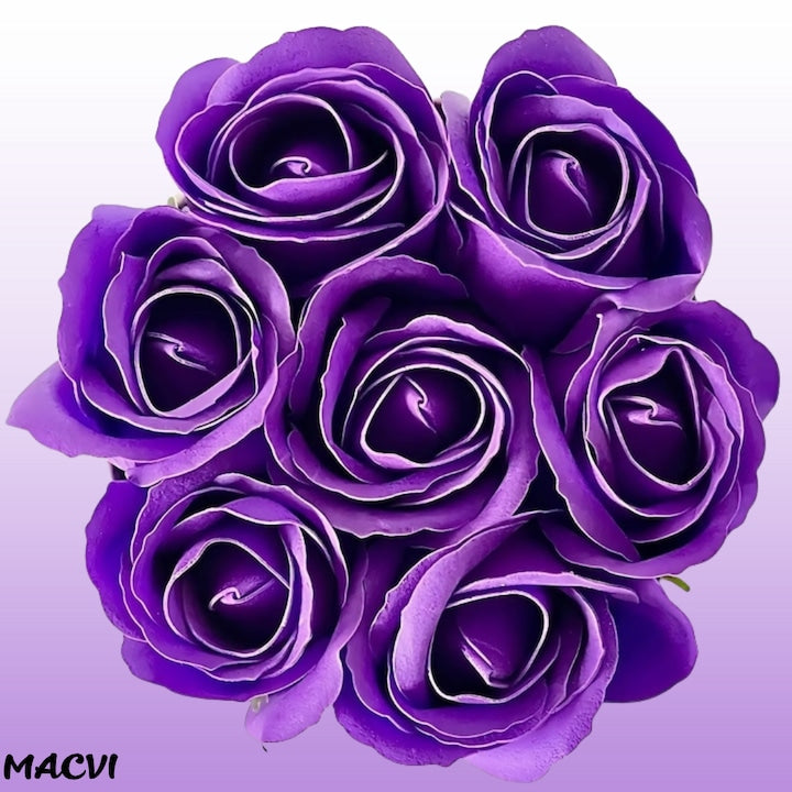 Set 50 trandafiri din sapun, 5x5 cm, calitate premium, decor si cadou elegant, Mov