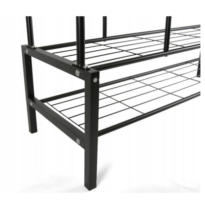Cuier pentru Haine Macvi®, Suport Haine XXL 160 x 160 cm, Structura Metalica Ranforsata, Rafturi pentru Pantofi si Depozitare, Negru