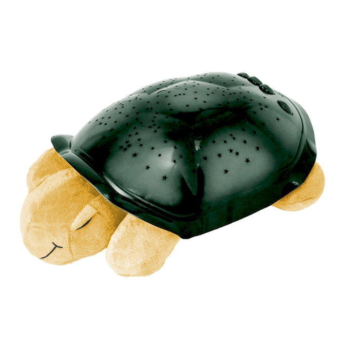 Lampa de Veghe Testoasa Teno®, proiector de lumini, 8 constelatii, lumina RBG, 2 cantece de adormit copiii, pufoasa si moale, mod inchidere automata, galben/verde