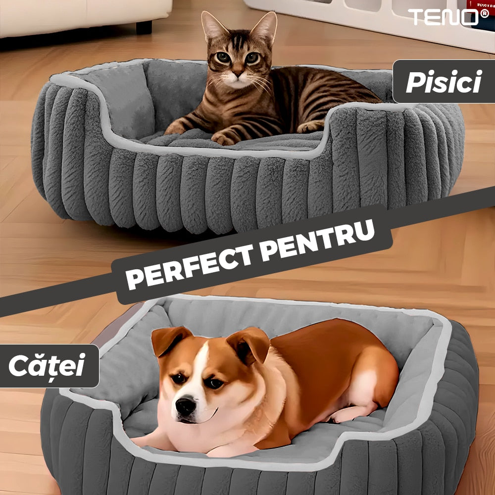 Pat pentru animale Teno, dreptunghiular, moale, gri, marimea M
