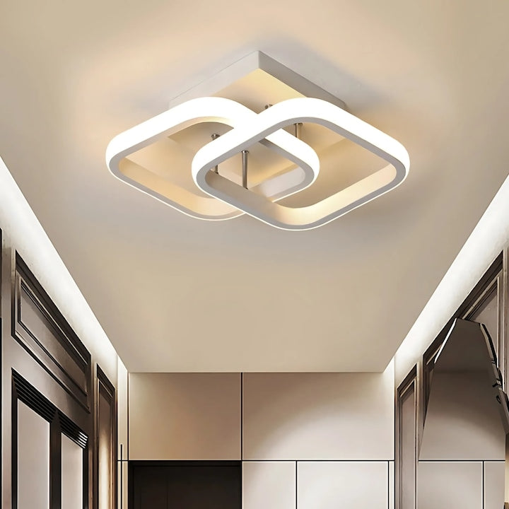 Lustra LED Macvi® 22W Design Modern cu Patrate Alb Acril Metal 29x19x9 cm pentru Living Dormitor
