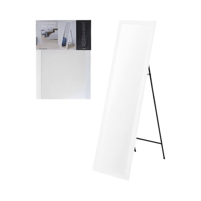 Oglinda de podea Macvi®, rama alba, 36 x 126 cm, pliabila, cu picior metalic, oglinda dressing dormitor living