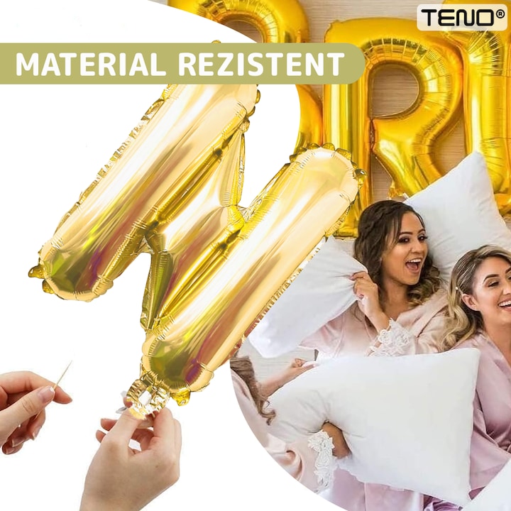 Balon in Forma de Litera N Teno®, metalizat, pentru Petreceri/Aniversari/Evenimente, rezistent, folie, gold, 40 cm