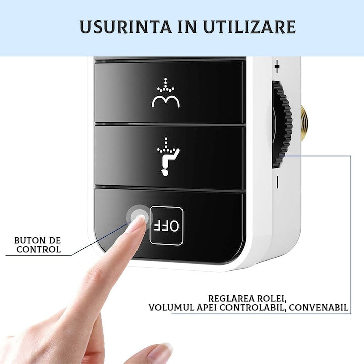 Bideu retractabil Macvi®, non electric, auto curatare, control presiune apa rece, montaj WC, kit accesorii toaleta, IP44, negru