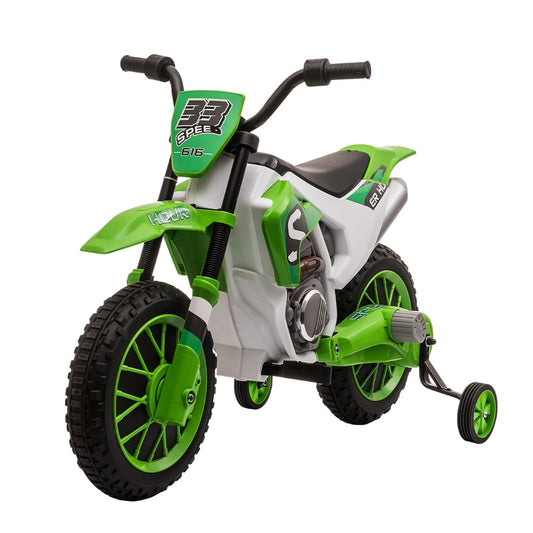 MOTOCICLETA CU ROTI AJUTATOARE VERDE