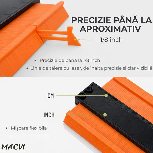 Instrument de Masurare Colturi Macvi®, 12cm, Plastic, Negru/Portocaliu, pentru Renovari si Bricolaj