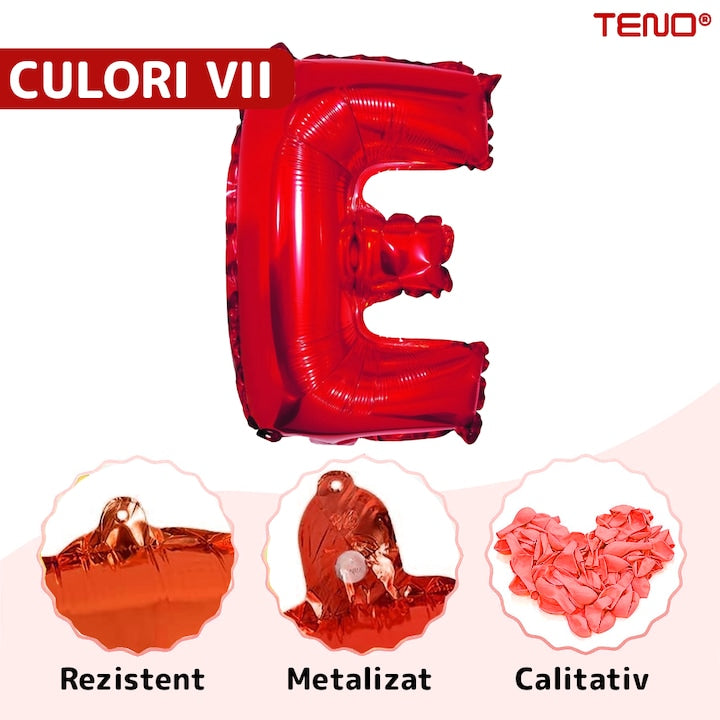 Balon in Forma de Litera E Teno®, metalizat, pentru Petreceri/Aniversari/Evenimente, rezistent, folie, rosu, 40 cm