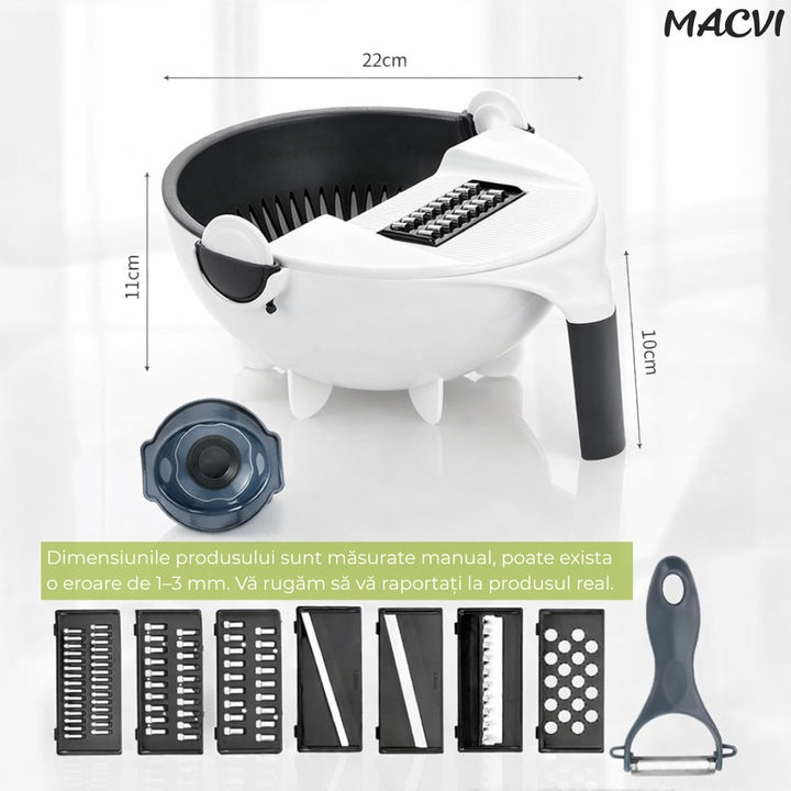 Razatoare Smart Macvi® Vet Basket pentru Legume, cu Bol pentru Prespalare