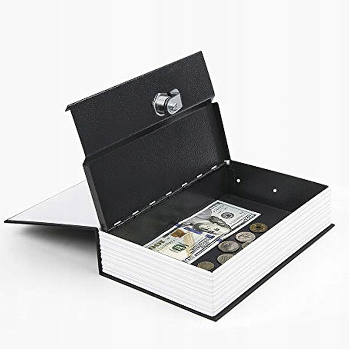 Seif Secret Tip Carte cu Cheie Macvi® Cutie Valori Metalica Model Dictionar Englez 24.5 x 15.9 x 5.7 cm Negru