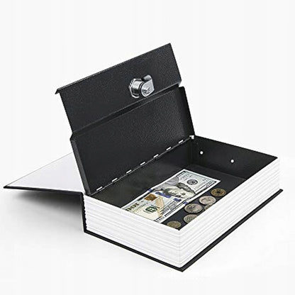 Seif Secret Tip Carte cu Cheie Macvi® Cutie Valori Metalica Model Dictionar Englez 24.5 x 15.9 x 5.7 cm Negru