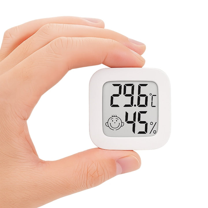 Termometru si higrometru camera Macvi®, indicator comfort, citire 10 secunde, senzor precis, Interval umiditate: 10% - 99% RH, -20°C pana la +60°C, ultra compact, alb