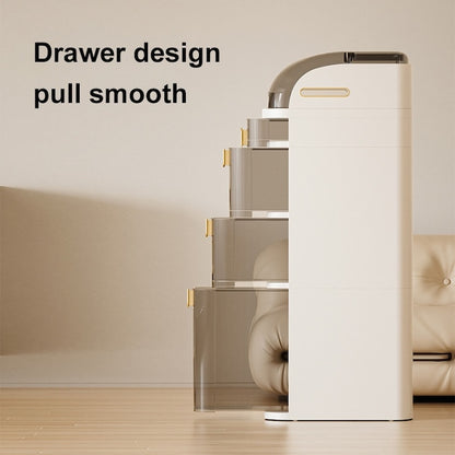 Dulap Mobil Organizator Macvi®, 5 Nivele, 98 × 18 × 41cm, Organizator Vertical Ultra-Slim cu Roti, PVC Rezistent, Alb