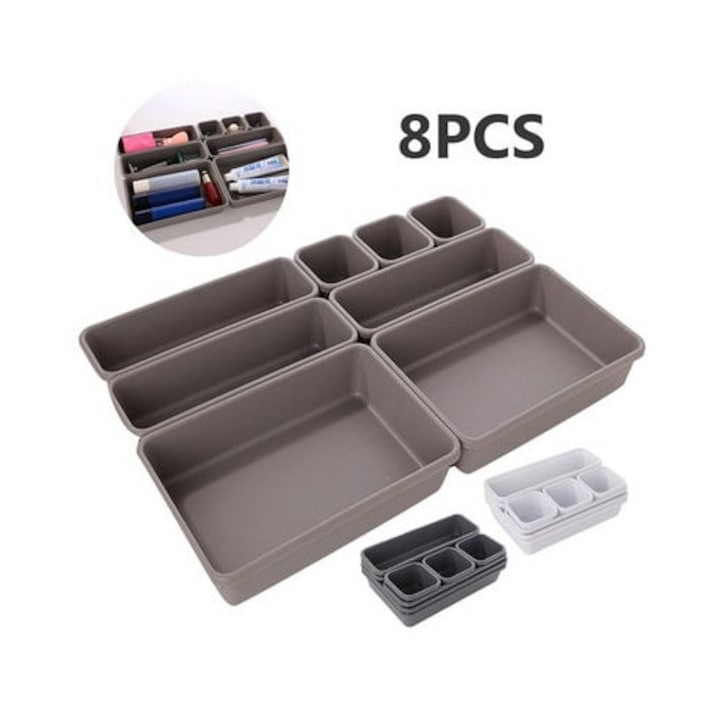 Set 8 Organizatoare Sertar MACVI, Plastic, Multicolor