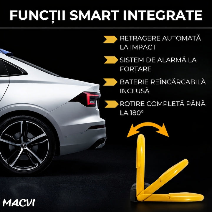 Blocator Parcare Macvi® cu Telecomanda, Actionare Electrica, Functionare pe baterii, protectie Acces Auto, Design Rezistent
