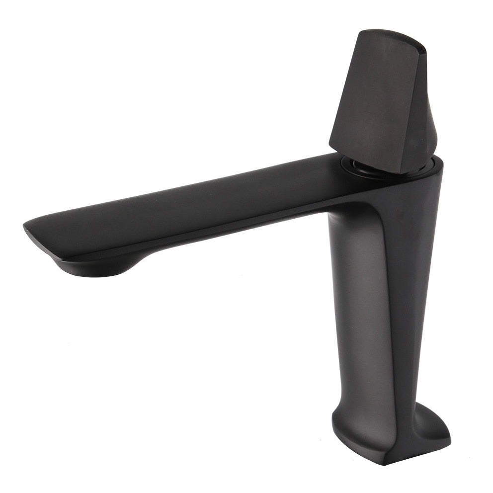 Baterie lavoar baie Macvi® Alan negru mat inaltime 175 mm pipa 110 mm montaj pe chiuveta din alama design modern
