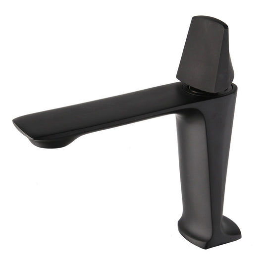 Baterie lavoar baie Macvi® Alan negru mat inaltime 175 mm pipa 110 mm montaj pe chiuveta din alama design modern