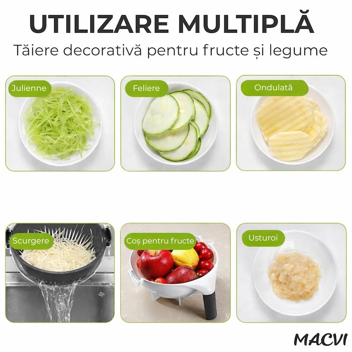Razatoare Smart Macvi® Vet Basket pentru Legume, cu Bol pentru Prespalare