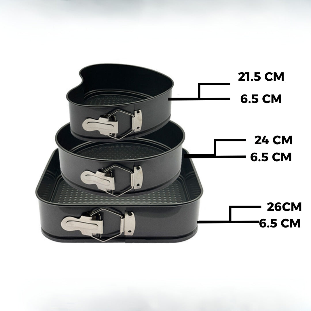 Set 3 Tavi pentru Prajituri Macvi® din metal diverse forme negre