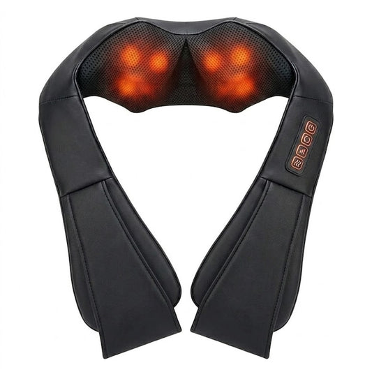 Aparat Profesional pentru Masaj Cervical Teno®, spate, lombara, abdomen si picioare, shiatsu, 4 puncte de masaj, negru