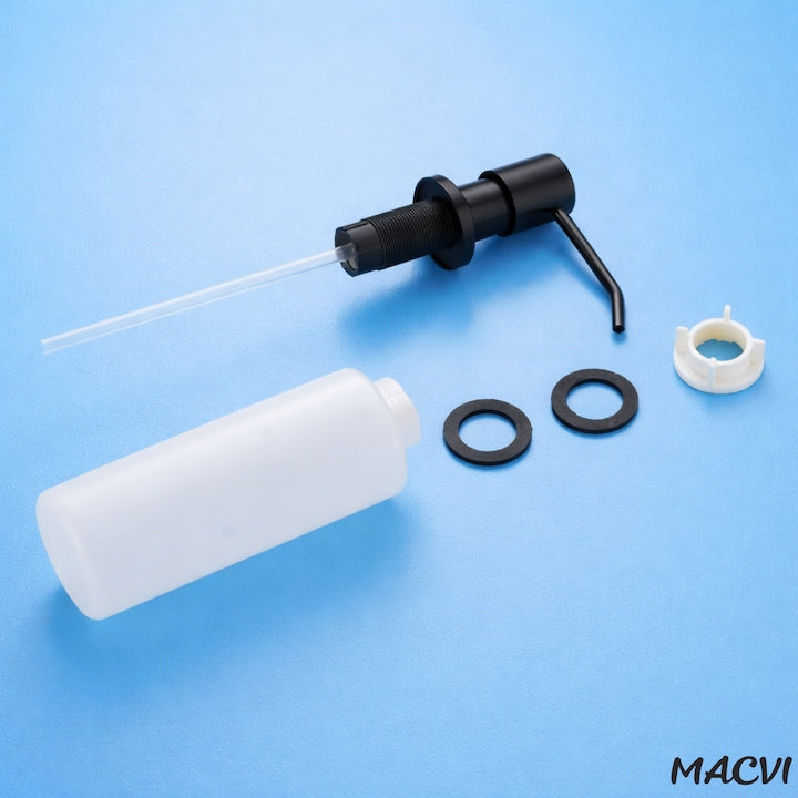 Dozator Incorporabil Macvi® Negru pentru Chiuveta Sapun Detergent Rezervor 300ml Design Modern