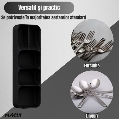 Suport tacamuri Macvi® organizator compact material durabil design modern stabilitate sporita culoare negru