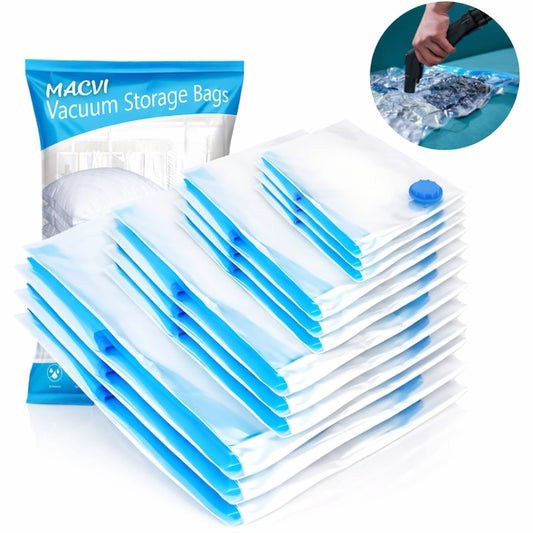 Set 12 saci vidat Macvi® cu compresie prin vacuum, reutilizabili, 40×60 cm, 50×70 cm, 60×80 cm, 80×100 cm