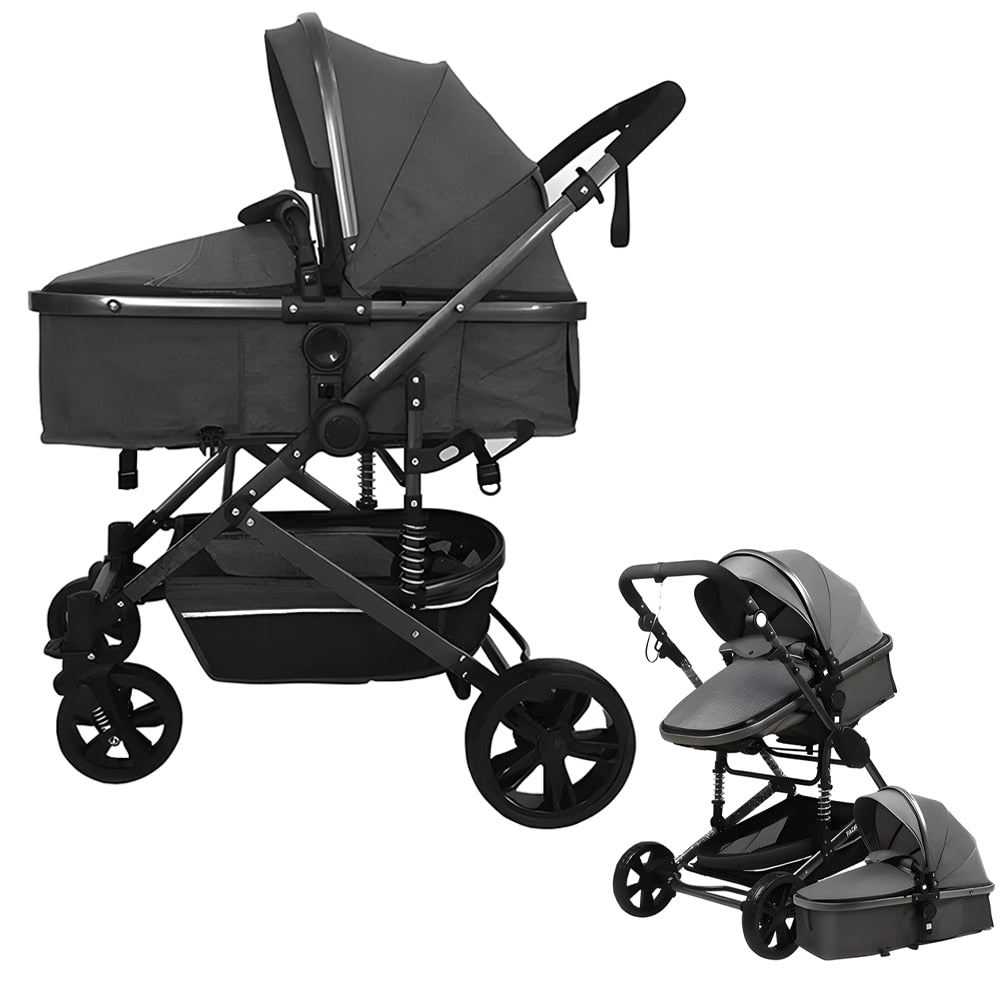 Carucior 3 in 1 Teno®, transformabil, carucior clasic, carucior sport, pliabil, copertina cu protectie solara, cosulet dorsal, roti rezistente, negru