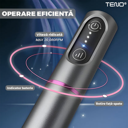 Pila Electrica Profesionala pentru Unghii Teno®, freza wireless, 20000 RPM, indicator LED, manichiura-pedichiura, 6 capete pentru pila, 60 benzi de slefurie, portabila, gri