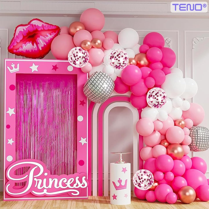 Set 25 Baloane Teno®, Litere, pentru Petreceri/Aniversari/Evenimente, confetti, stelute, model HAPPY BIRTHDAY, roz/mov/alb