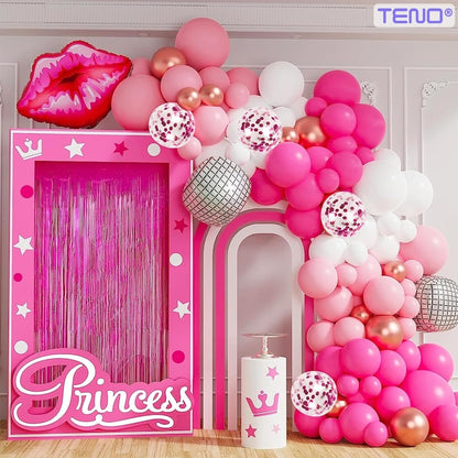 Set 25 Baloane Teno®, Litere, pentru Petreceri/Aniversari/Evenimente, confetti, stelute, model HAPPY BIRTHDAY, roz/mov/alb