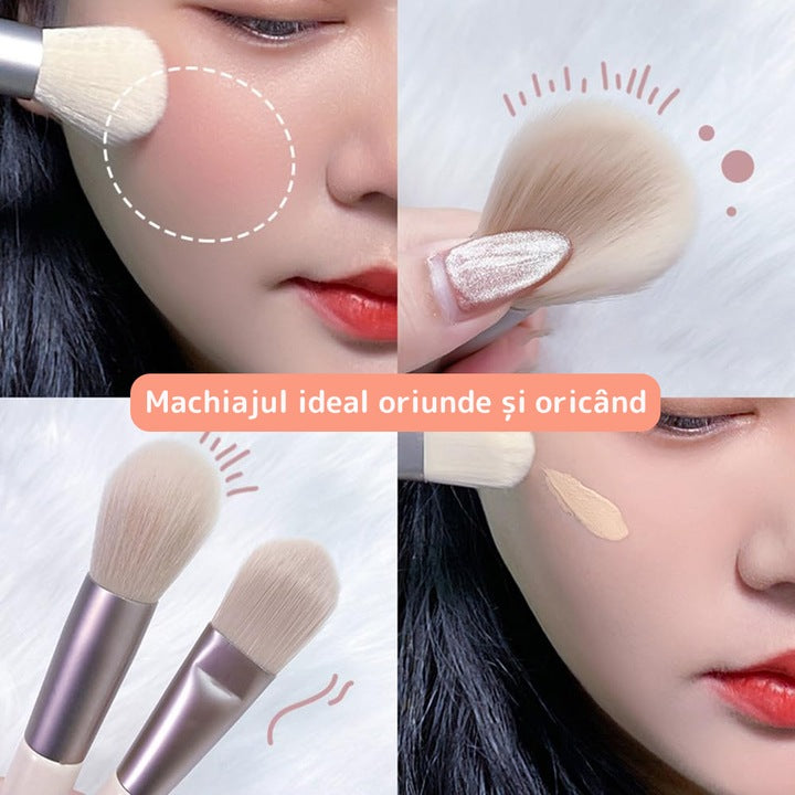 Set 8 Mini Pensule pentru Machiaj Teno®, machiaj profesional/incepatori, portabile, crem