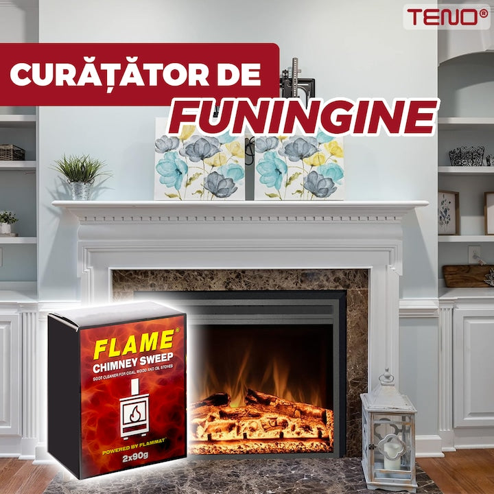 Set Solutie pentru Curatat Funingine Teno®, pentru sobe/seminee, usor de utilizat, 2 plicuri, elimina fumurile din locuinta, curata in profunzime, 2 x 90 g