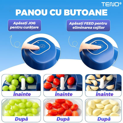 Curatator Electric Teno®, usor de utilizat, design portabil, cu acumulator, pentru fructe mici/usturoi/legume mici, 50 W, albastru