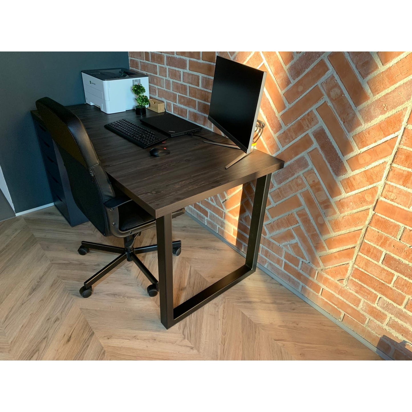Set 2 Picioare Masa Macvi®, Profil Lat 80 mm, Metal Negru, 72x60x8 cm, Vopsire Electrostatica Premium, Design Industrial
