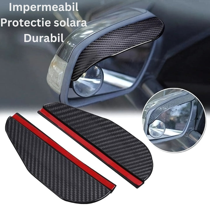 Set deflectoare oglinzi auto Macvi, fibra de carbon, negru, 185mm