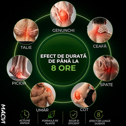 Set 10 Plasturi reumatici Macvi® pe Baza de Plante Efect Termic pana la 8 Ore, Forma Ergonomica, Aderenta Puternica, Material Respirabil, pentru Gat, Spate, Umeri, Genunchi si Articulatii