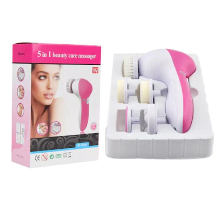Aparat electric pentru exfoliere si masaj facial Tiessa®, 5 perii, reglare a vitezei, 13x7 cm