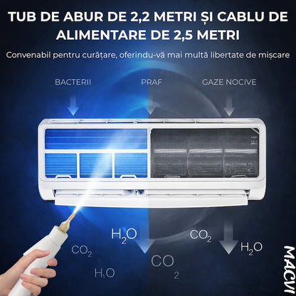 Aparat aburi Macvi® curatenie profesionala cu rezervor mare duze multiple si jet puternic pentru baie bucatarie tapiterii, Alb