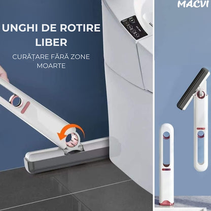 Mini Mop Macvi® pentru Curatarea Suprafetelor si Geamurilor, Sistem de Storcere Buretel, Rotativ, Portabil, 29 cm, Alb