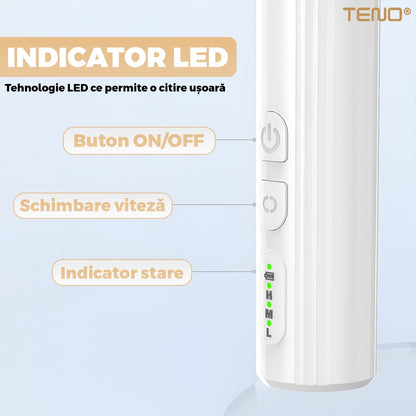 Pila Electrica Profesionala pentru Unghii Teno®, freza wireless, 18000 RPM, indicator led, manichiura-pedichiura, 12 capete pentru pila, 36 benzi de slefurie, portabila, alb