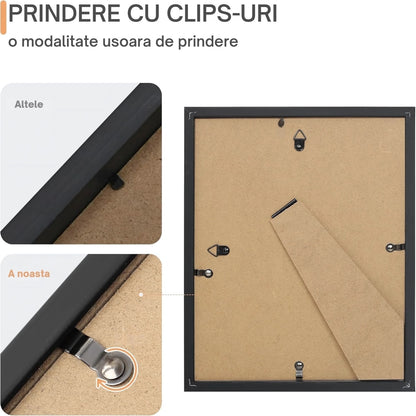 Colaj 10 rame foto Macvi®, negru, material premium, design clasic si rezistent, dimensiuni mixte pentru aranjamente creative, decor elegant pentru perete