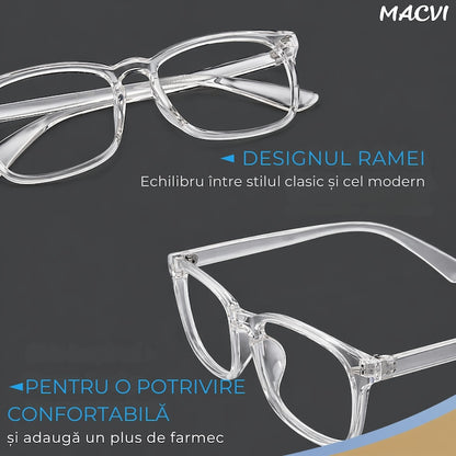Ochelari Protectie Calculator Macvi® Anti Lumina UV400 Albastra, Anti Reflexie, Unisex, Transparent pentru Telefon, Laptop, Gaming