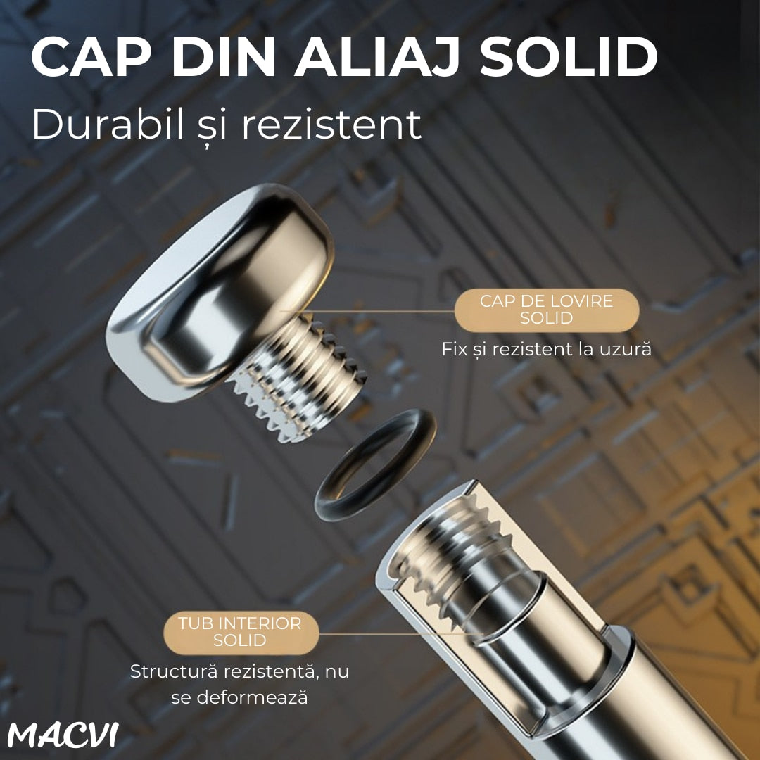 Bata telescopica Macvi® din otel inoxidabil cu maner antialunecare si mecanism extensibil design compact si rezistent